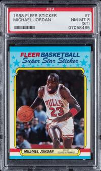 A 1988 Fleer Michael Jordan Sticker (PSA ST 8 NM-MT )