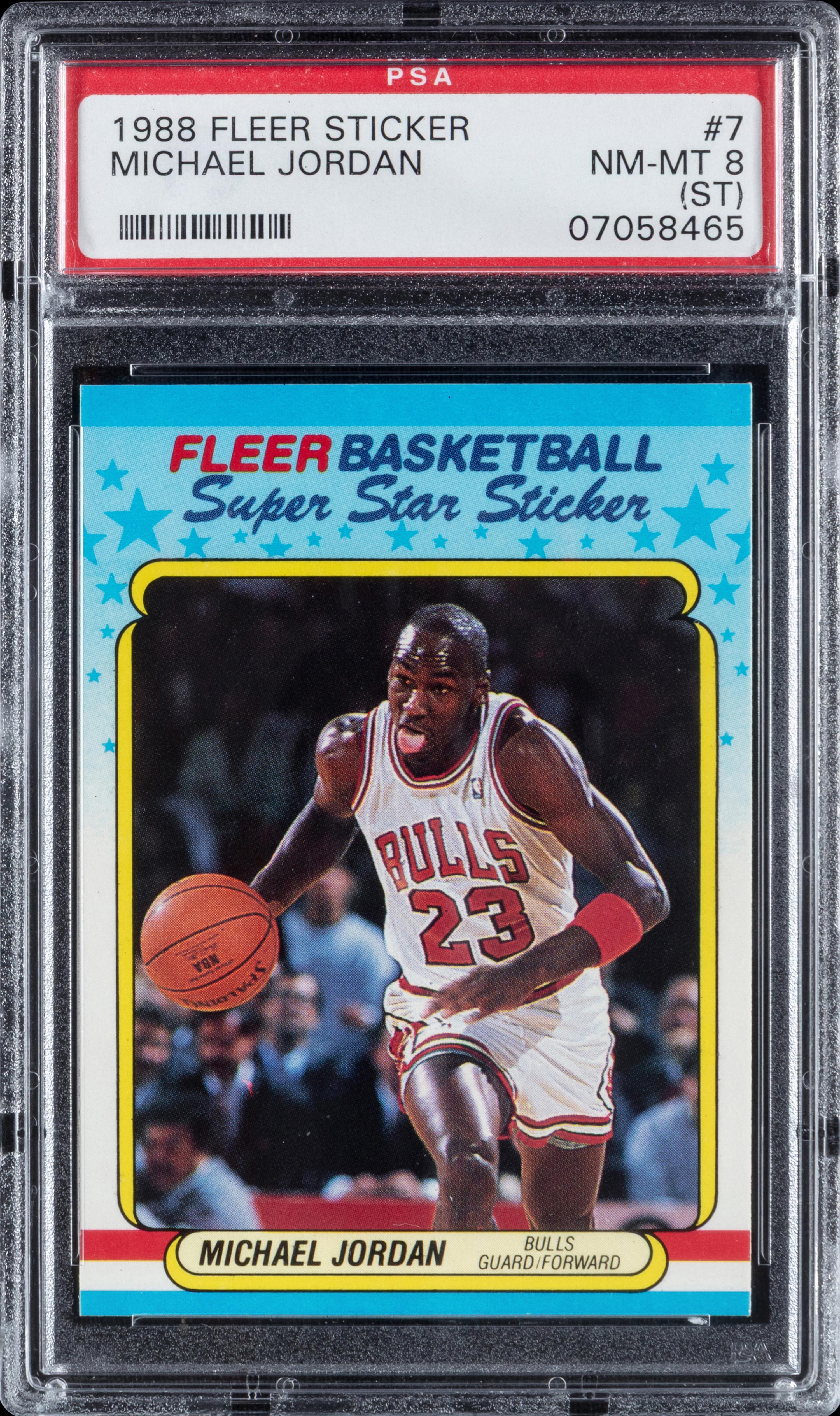 A 1988 Fleer Michael Jordan Sticker (PSA ST 8 NM-MT )