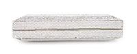 A Judith Leiber Silver Crystal Minaudiere, 3.5" H x 8" W x 1.25" D.