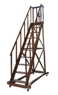 A Ten Step Library Ladder 76" W x 32.5" D x 120" H — France, 19th Century