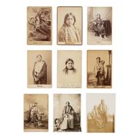 David F. Barry (American, 1854-1934) — Nine Photographs of Female Native American Subjects, Including "Throwing Stick" and "Walking Cow"
