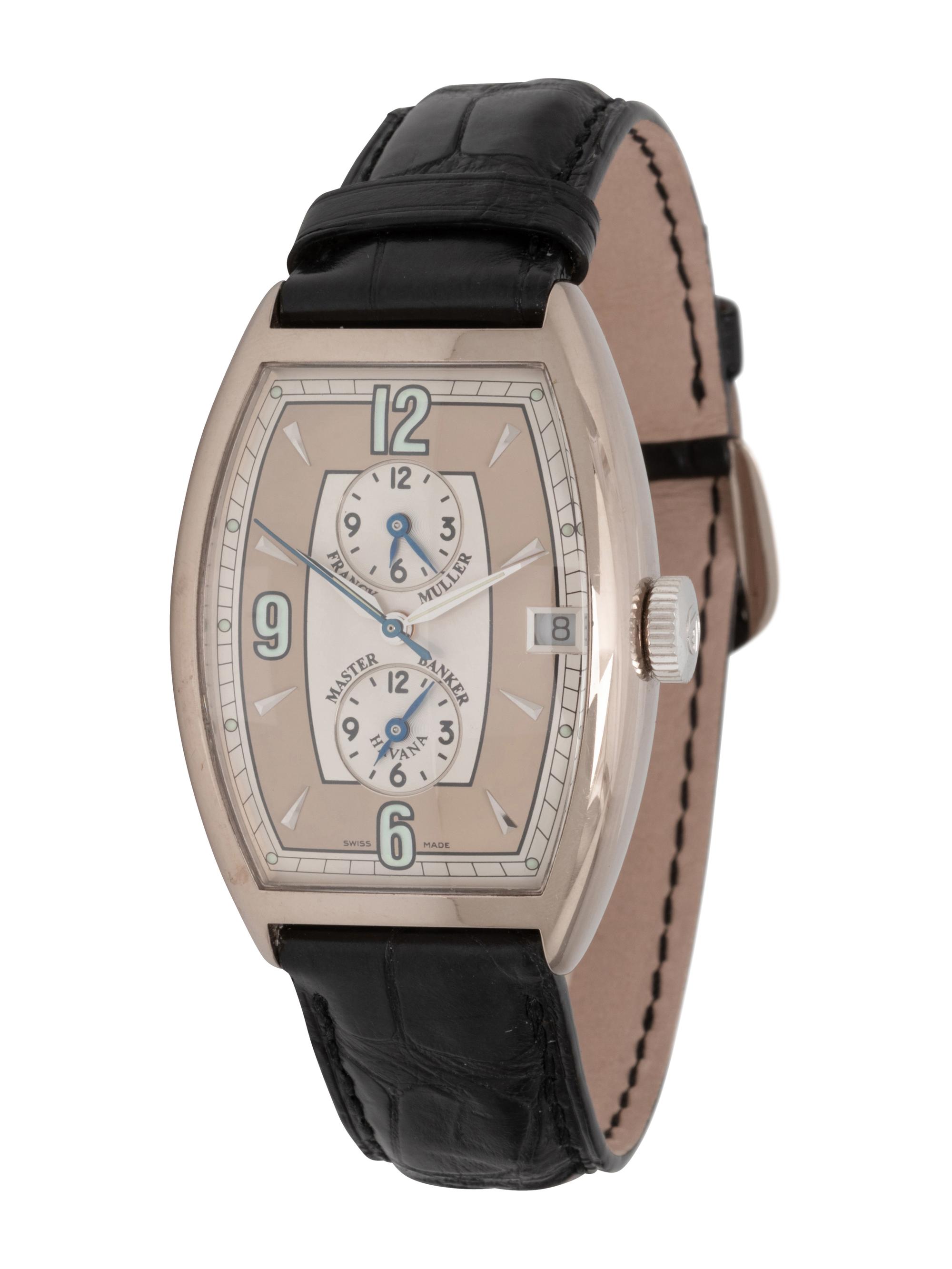 FRANCK MULLER, 18K WHITE GOLD TRIPLE-TIME 'CINTRÉE CURVEX MASTER BANKER HAVANA' WATCH