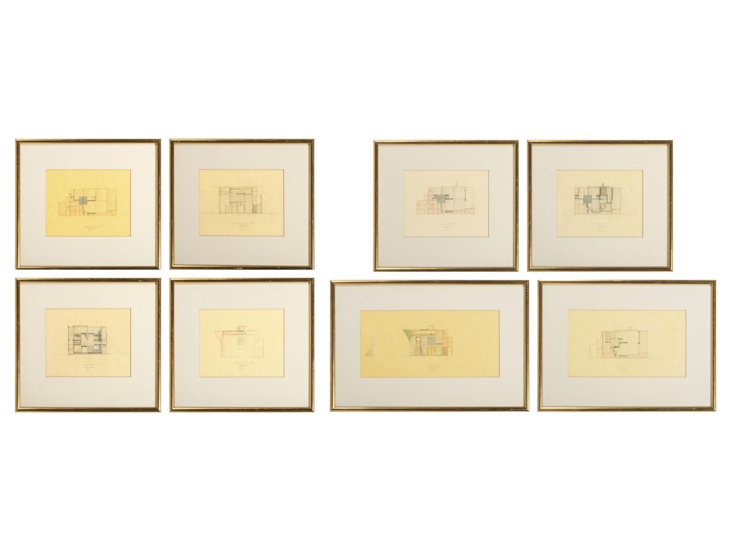 Group of 8 Architectural Drawings from The Crooks' House, 1976