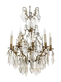 A French Gilt Bronze and Cut Glass Six-Light Chandelier