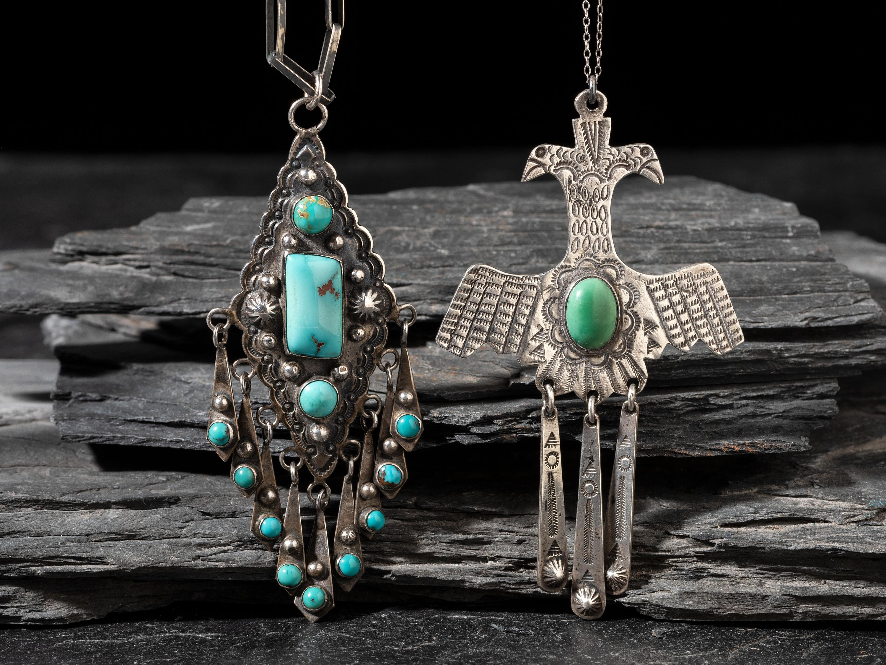 Navajo Silver and Turquoise Necklaces