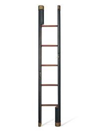 A Regency Style Leather Upholstered Folding Library Ladder