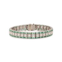 ART DECO, DIAMOND AND EMERALD BRACELET