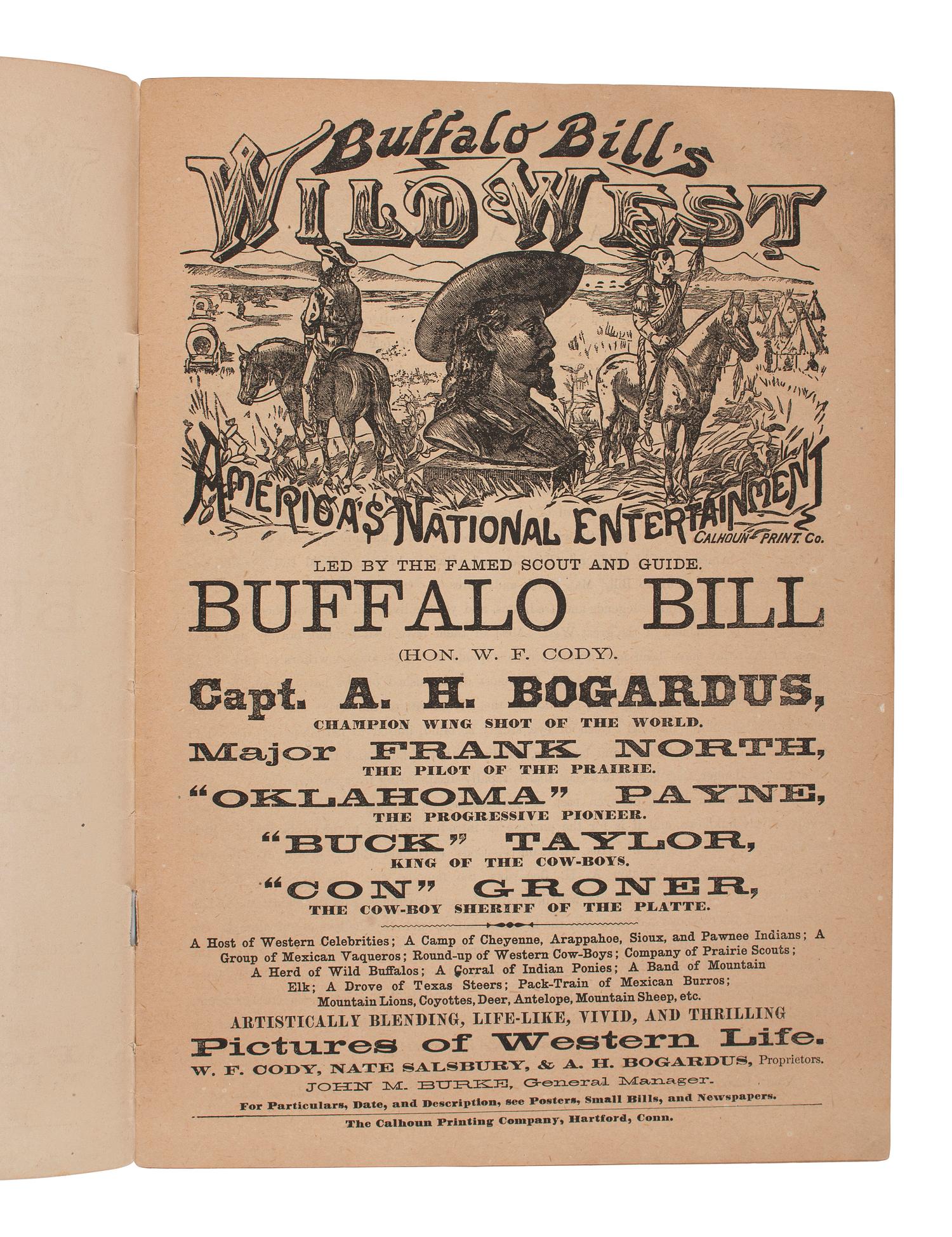 [WILD WEST SHOWS]. Buffalo Bill's Wild West program and insert for 1884.