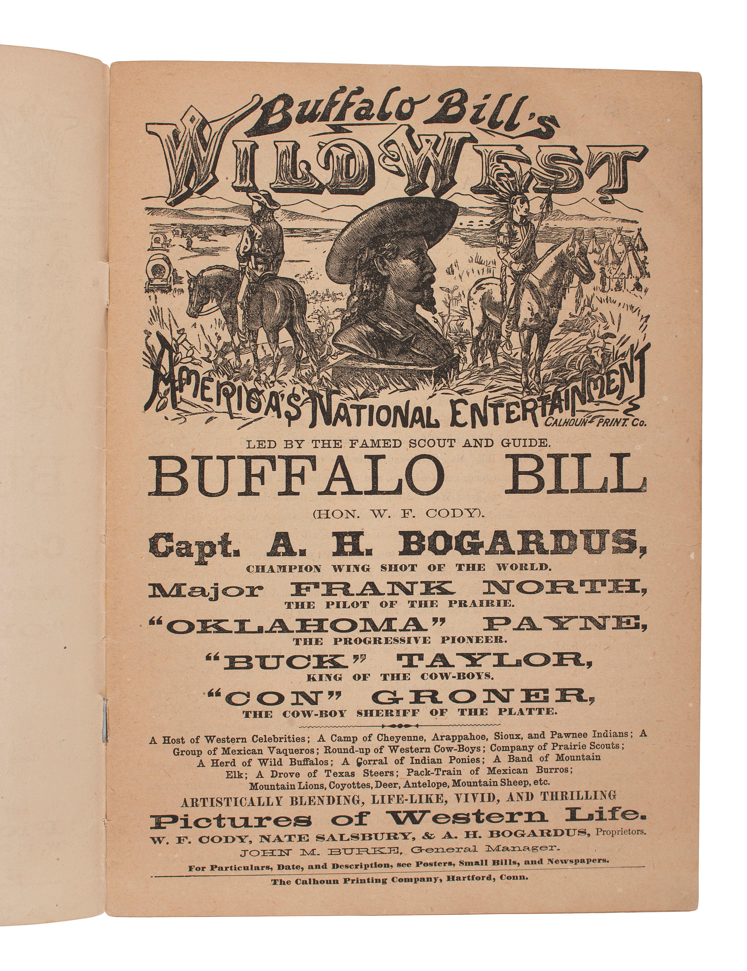 [WILD WEST SHOWS]. Buffalo Bill's Wild West program and insert for 1884.
