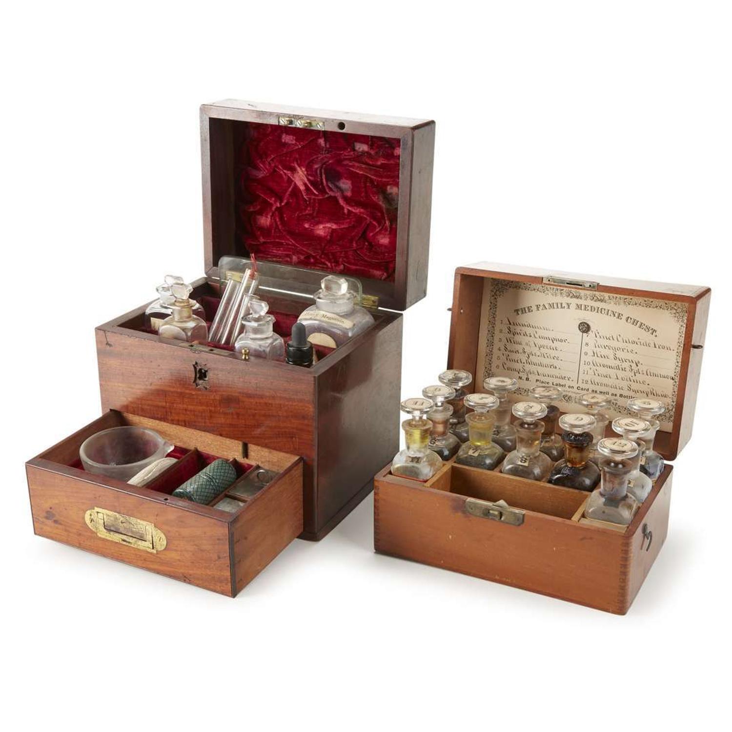 Two mahogany medicine chests 19th century