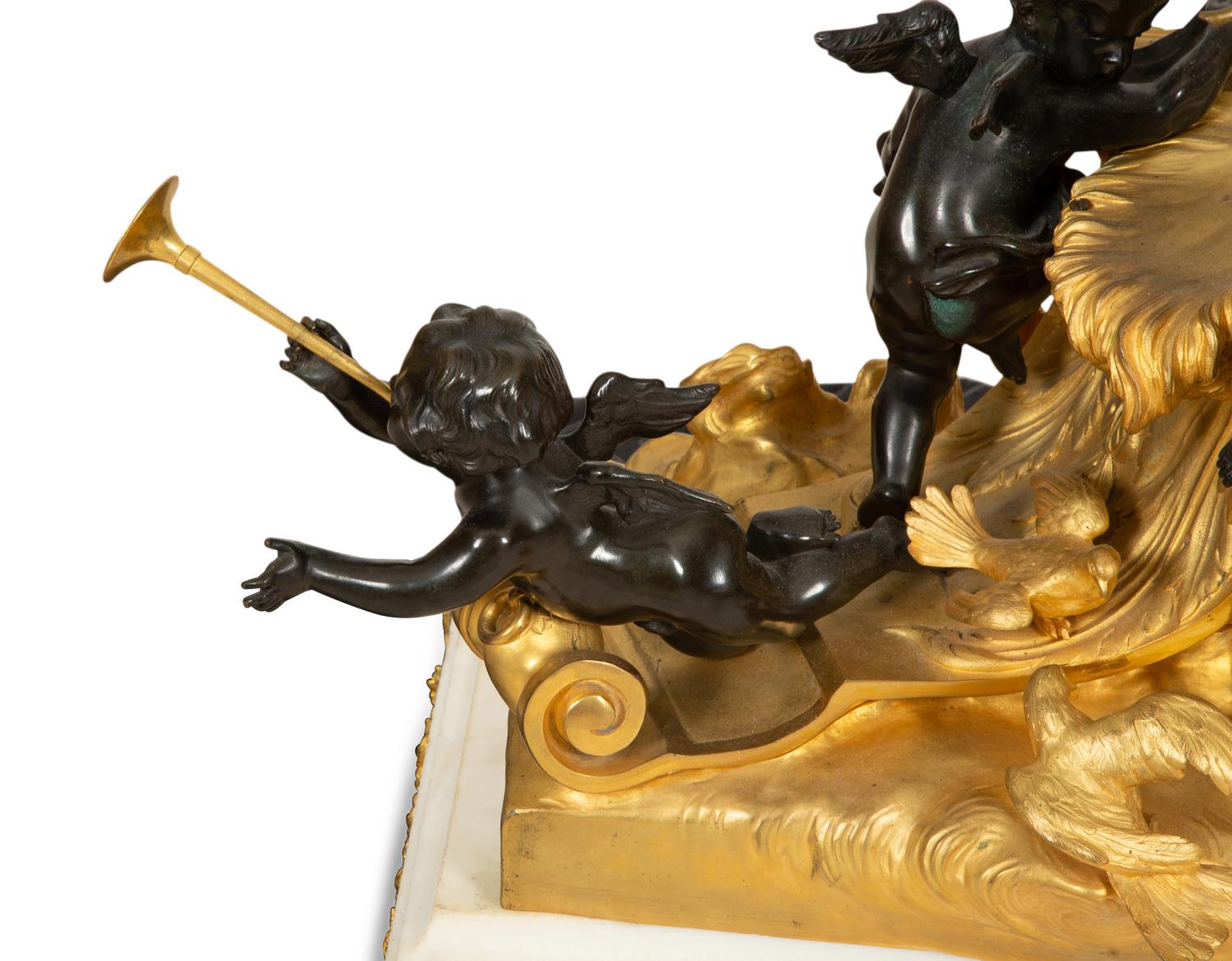 A Raingo Frères Monumental Gilt Bronze Chariot Clock