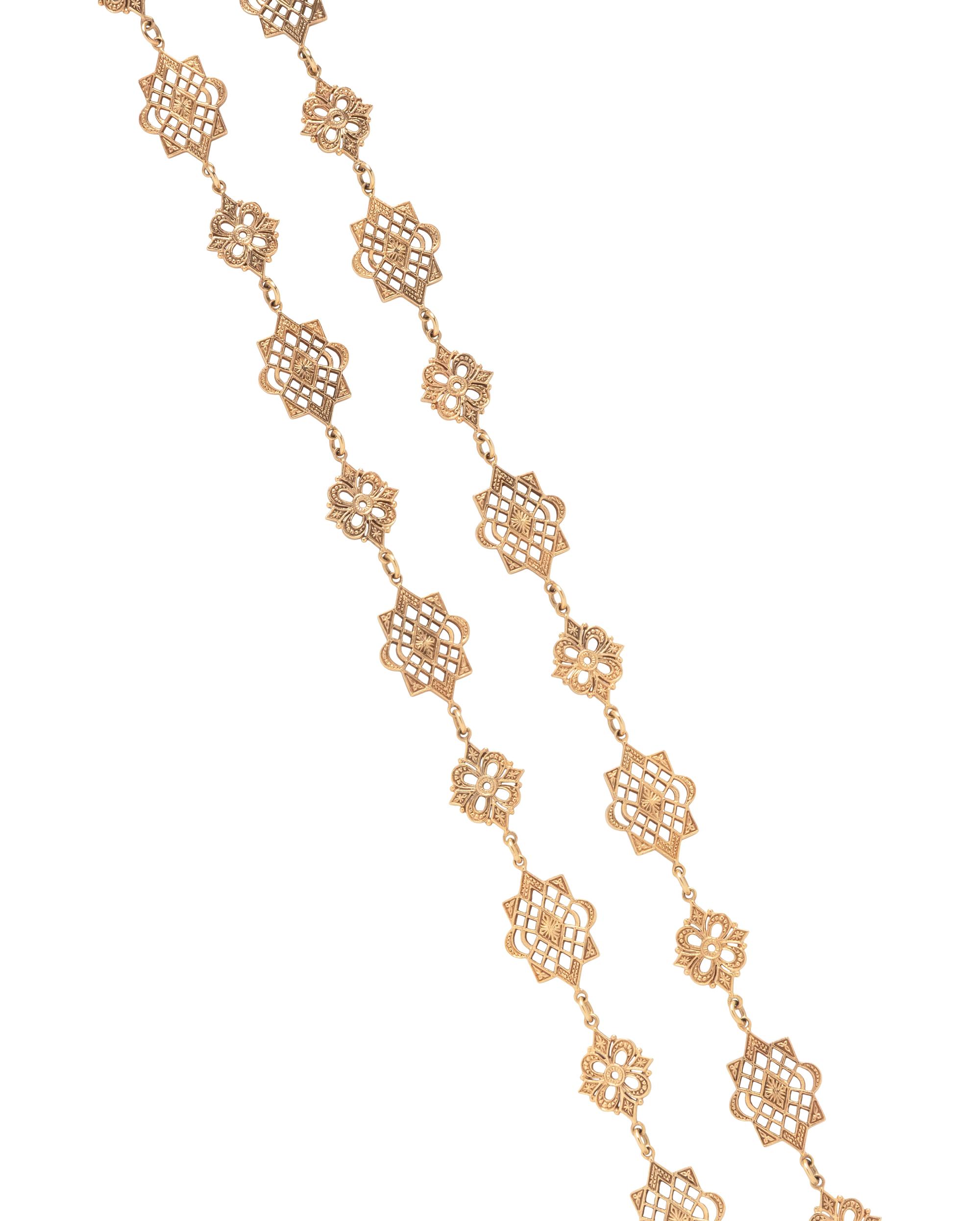 YELLOW GOLD FANCY LINK LONG CHAIN