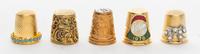 A Group of Gilt Metal Thimbles Height of first 5/8 inch.