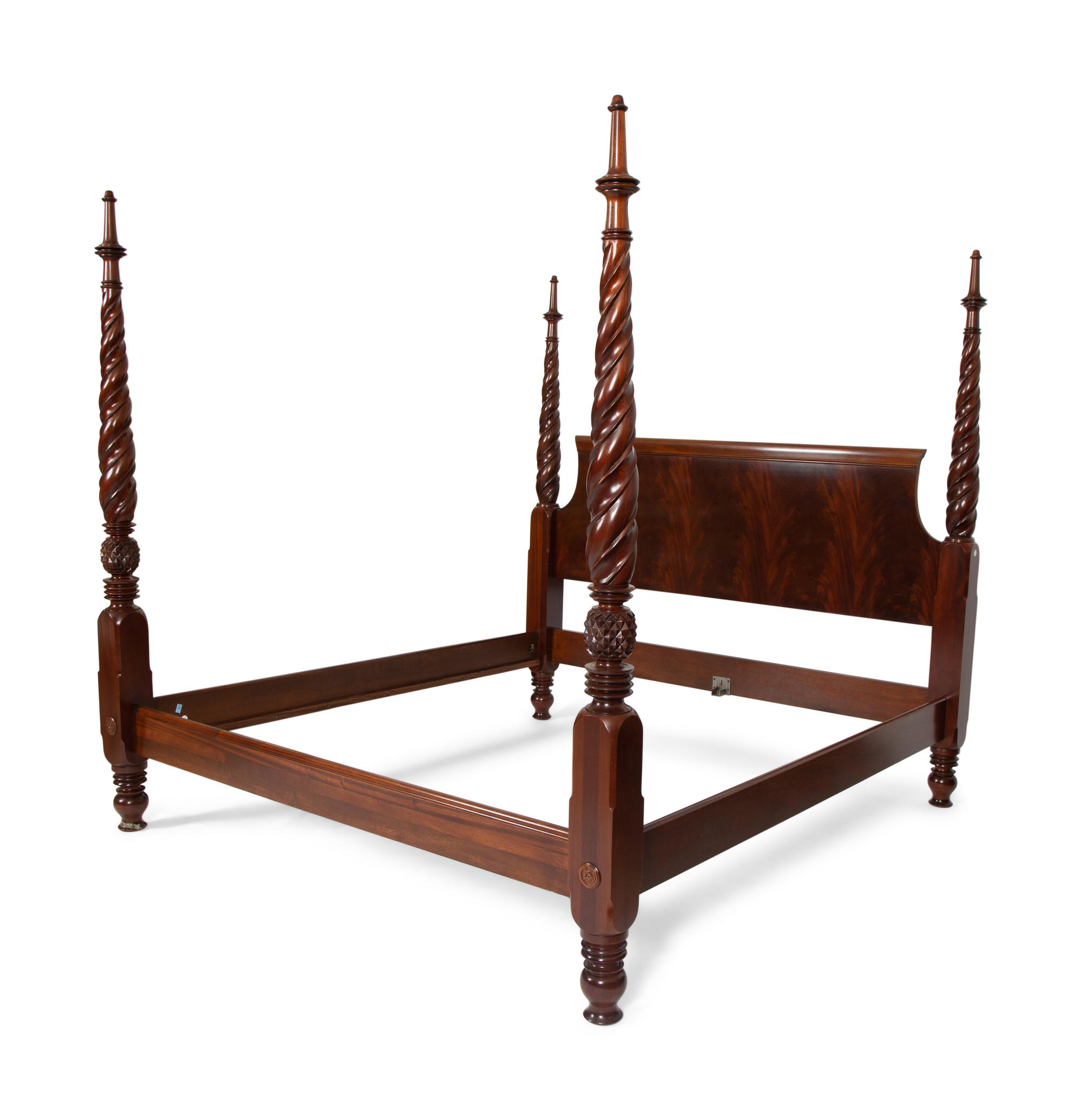 An American Carved Mahogany Four Poster Bed