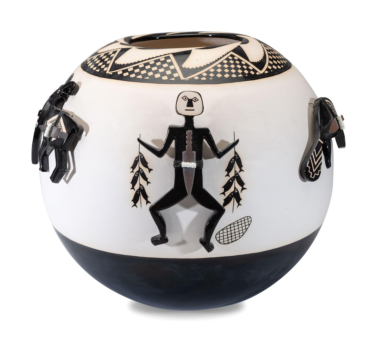 Ceramic Mimbres-Style Pottery Jar