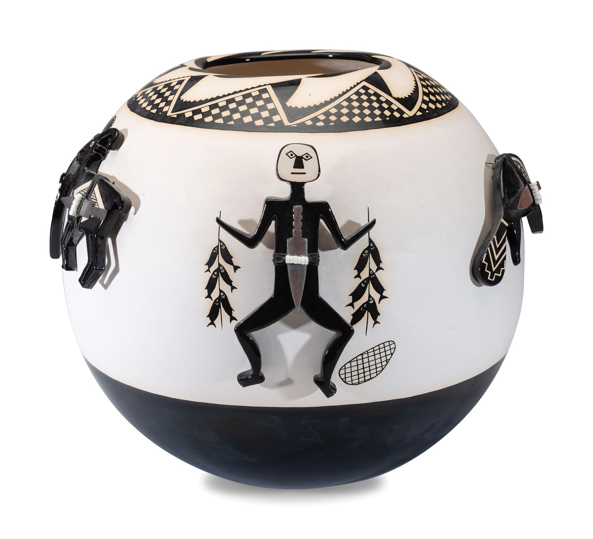 Ceramic Mimbres-Style Pottery Jar