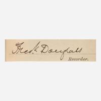 [African Americana] Douglass, Frederick Partially-Printed Document, signed