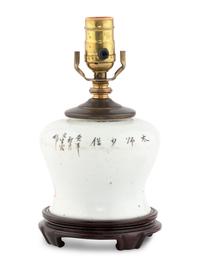 A Chinese Iron Red Porcelain Vase Mounted as a Lamp