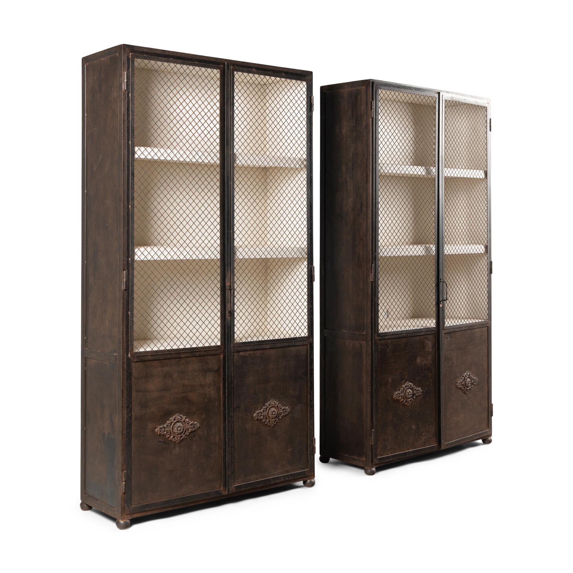 A Pair of French Steel Bookcase Cabinets