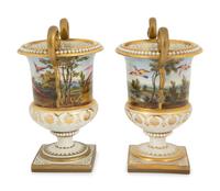 A Pair of English Porcelain Spill Vases