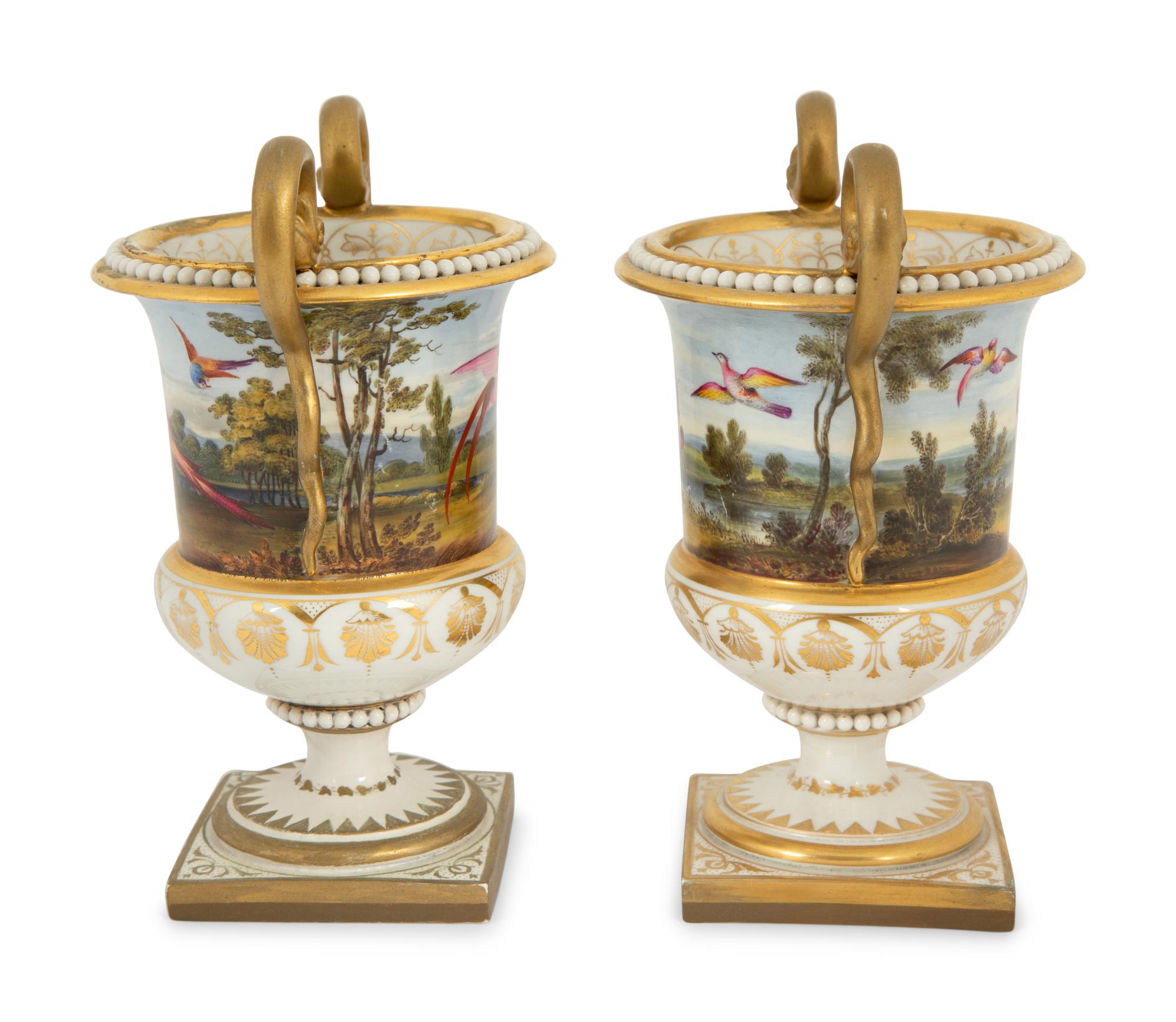 A Pair of English Porcelain Spill Vases