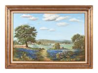 Two Works: Bluebells in a Meadow, oil on canvas and Bluebells on a Hillside , oil on board