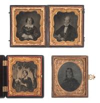 [EARLY PHOTOGRAPHY]. 57 sixth and ninth plate ambrotypes and tintypes of men and women.