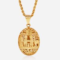 A Yellow Gold Peruvian Pendant and Chain