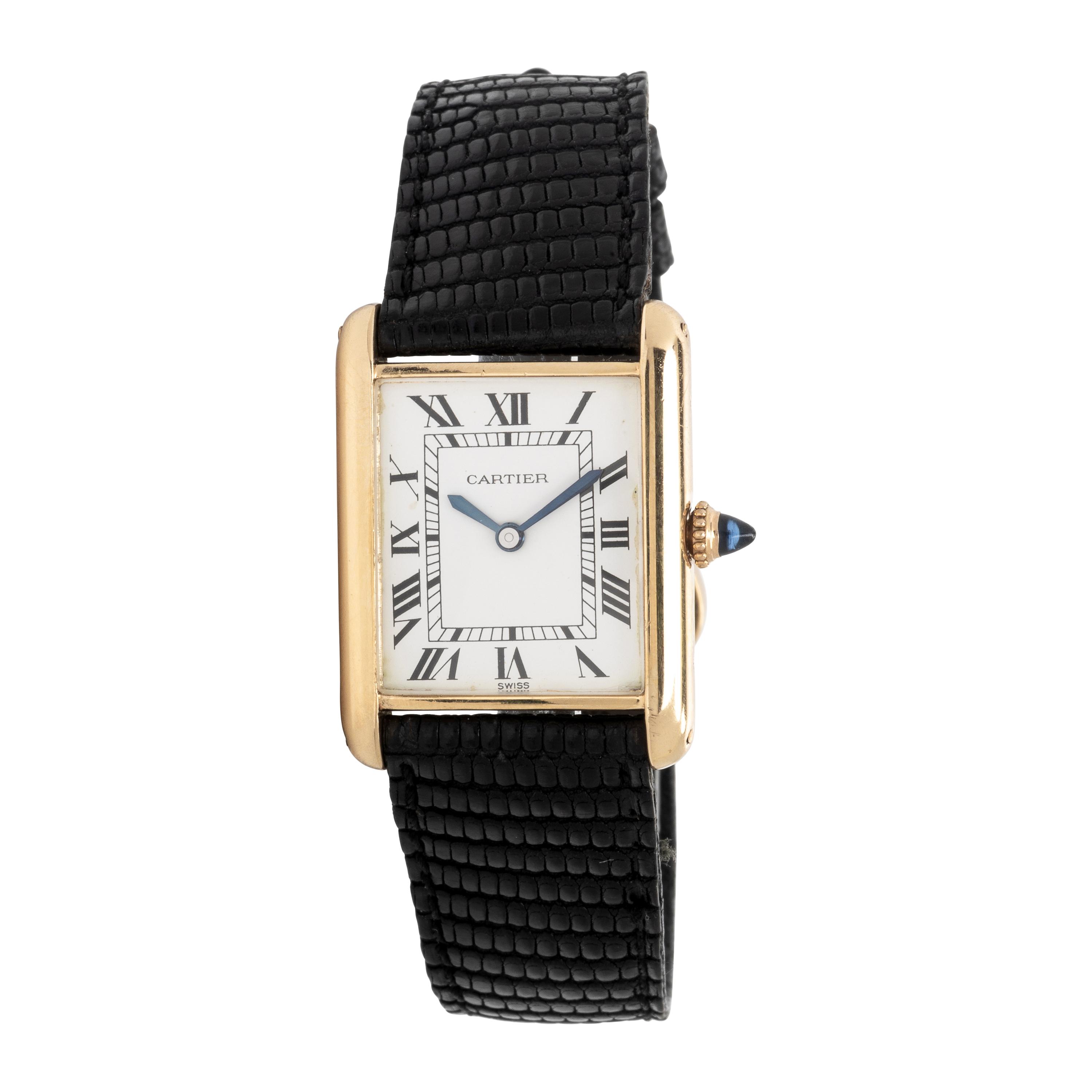 Cartier, 18K Yellow Gold 'Tank' Watch, with Box & Booklets