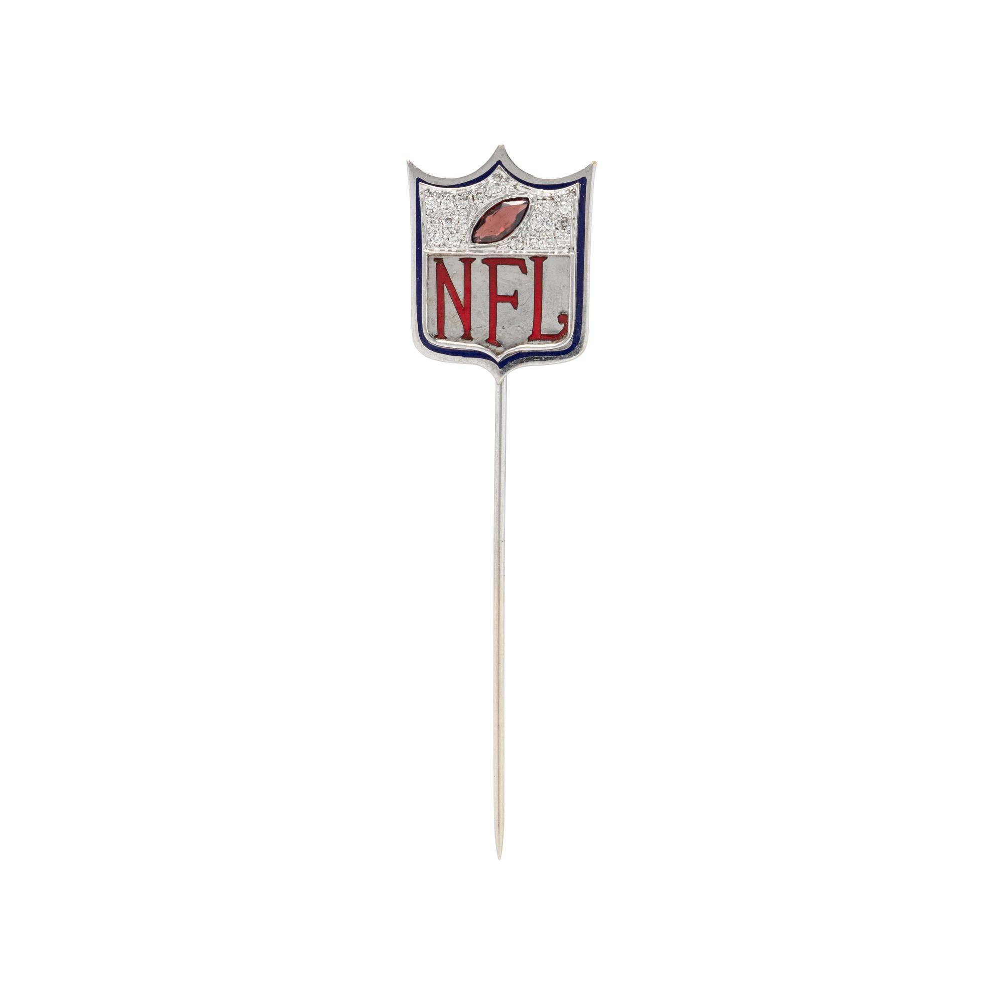 DIAMOND, GARNET, AND ENAMEL 'NFL' STICK PIN
