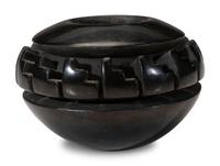 Carved Miniature Blackware Pottery Jar