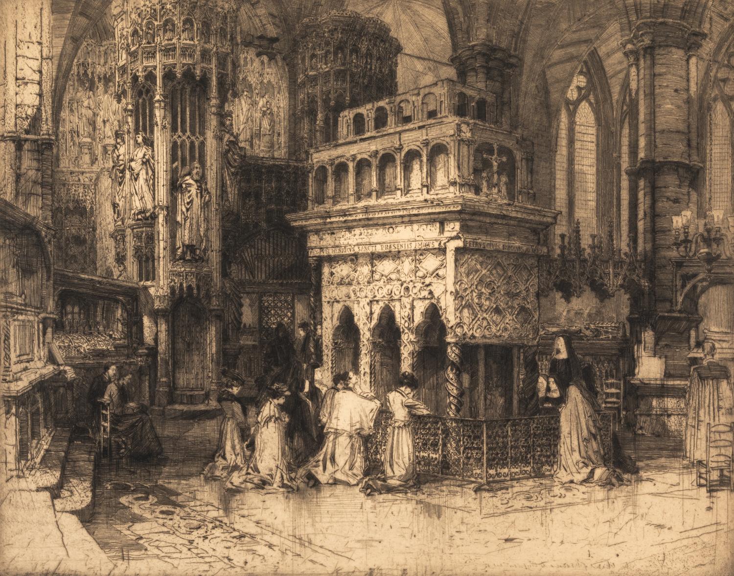Marius Bauer, (Dutch, 1867-1932), A group of five works: Tent Bazaar, A Bazaar at Damascus, North Porch, Figures at Mosque Steps togeth