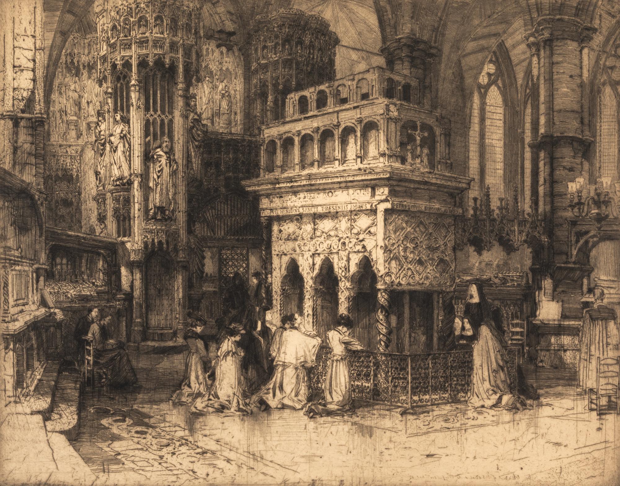 Marius Bauer, (Dutch, 1867-1932), A group of five works: Tent Bazaar, A Bazaar at Damascus, North Porch, Figures at Mosque Steps togeth