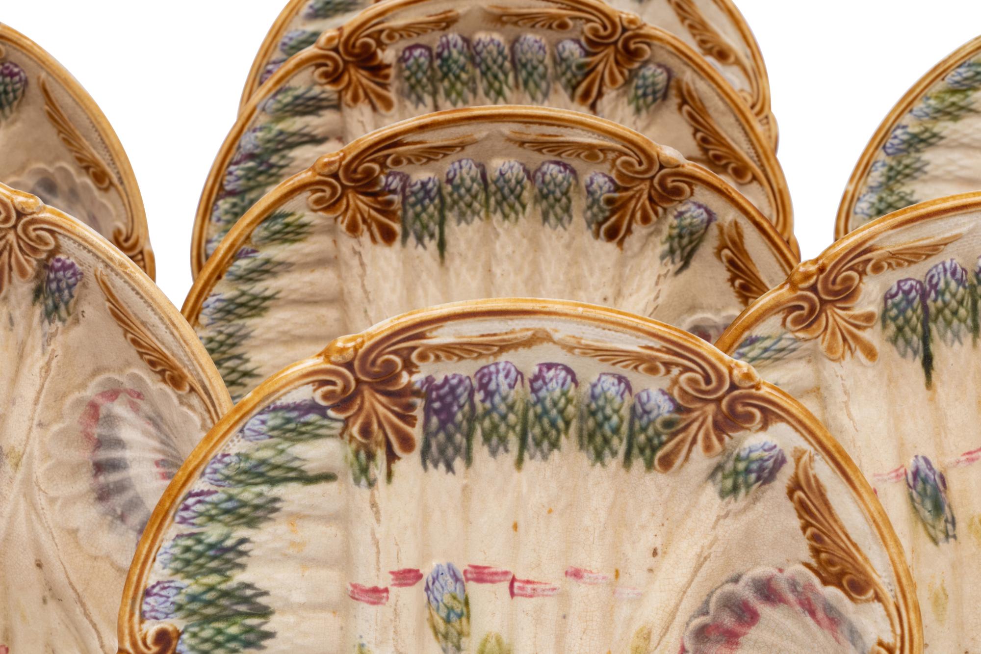 A Polychrome-Glazed Earthenware Asparagus Service