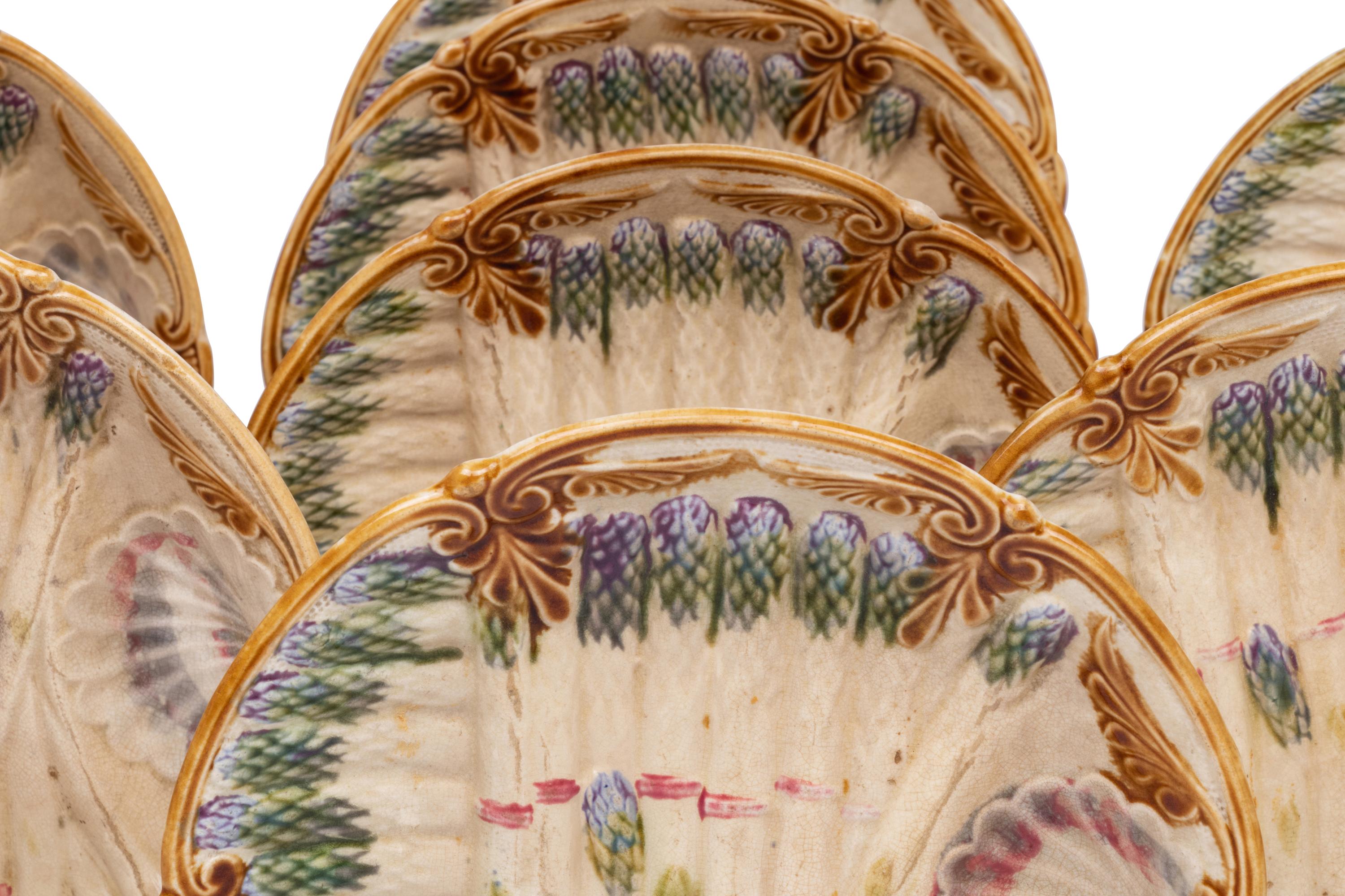 A Polychrome-Glazed Earthenware Asparagus Service