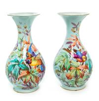 A Pair of Continental Porcelain Vases Height 13 inches. — 20TH CENTURY