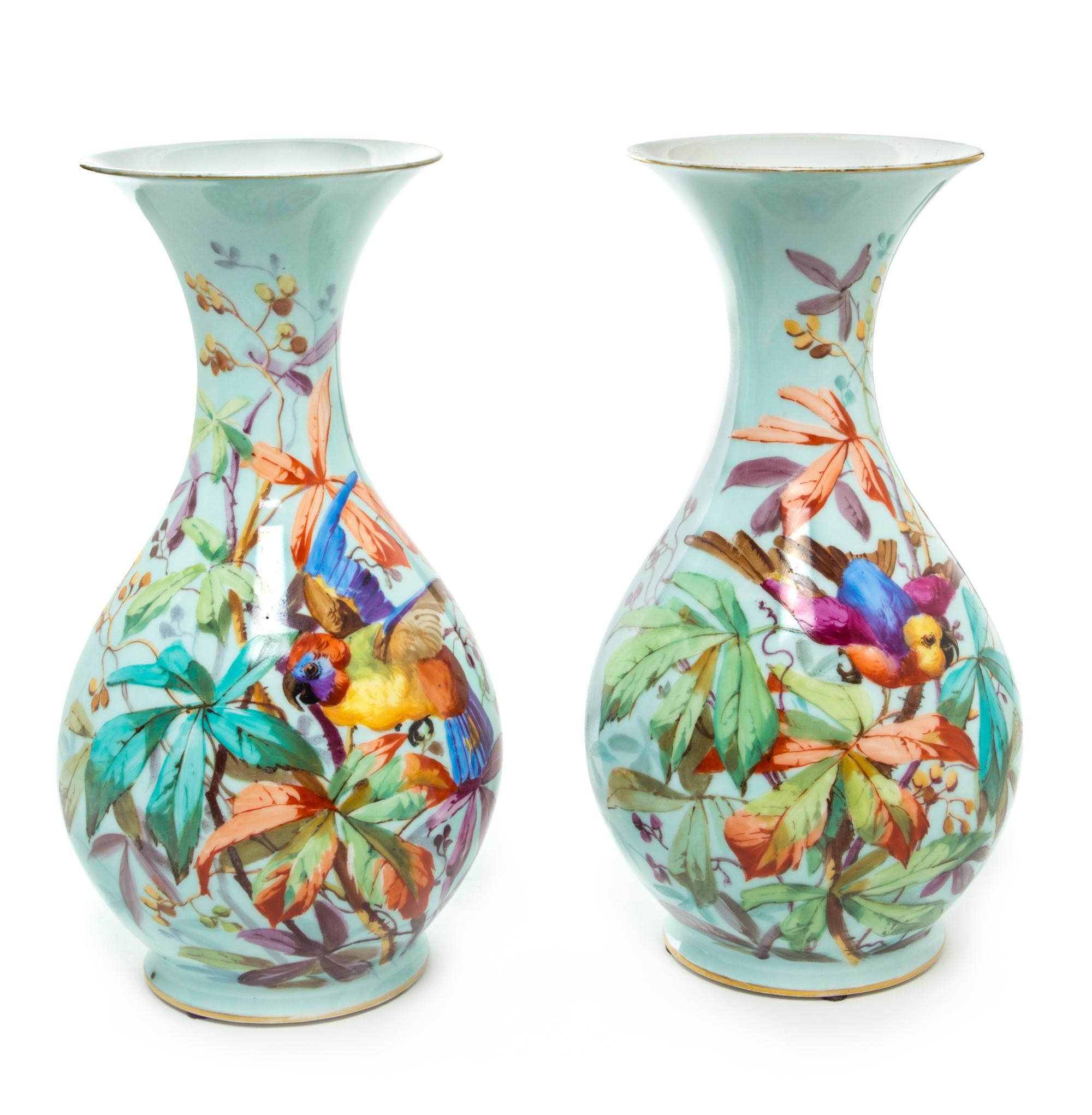 A Pair of Continental Porcelain Vases Height 13 inches. — 20TH CENTURY