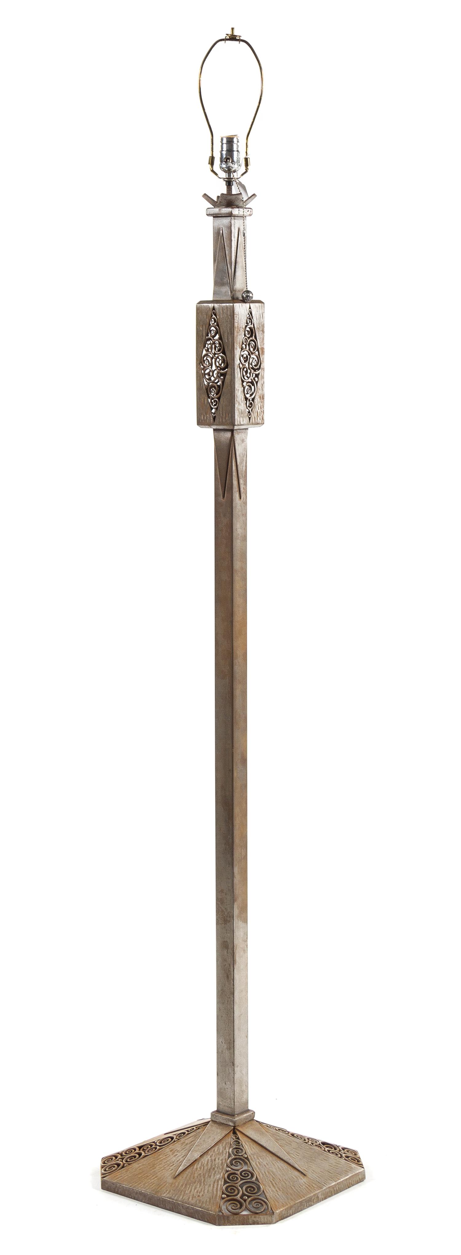 A French Art Deco Floor Lamp Height 72 inches (without shade).