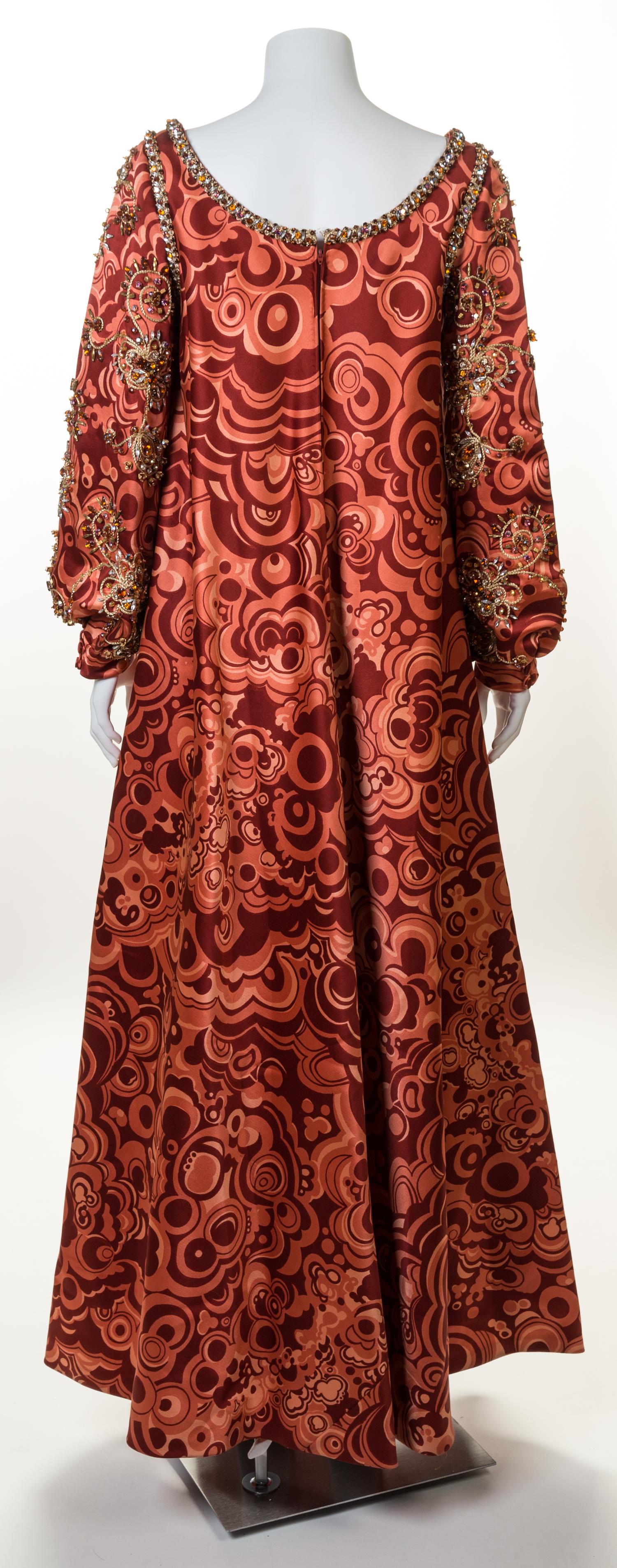 A Chester Weinberg Silk Geometric Print Caftan, No size.