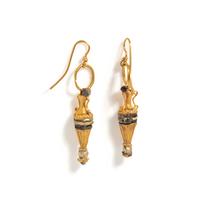 A Pair of Roman Gold and Pearl Amphora Earrings