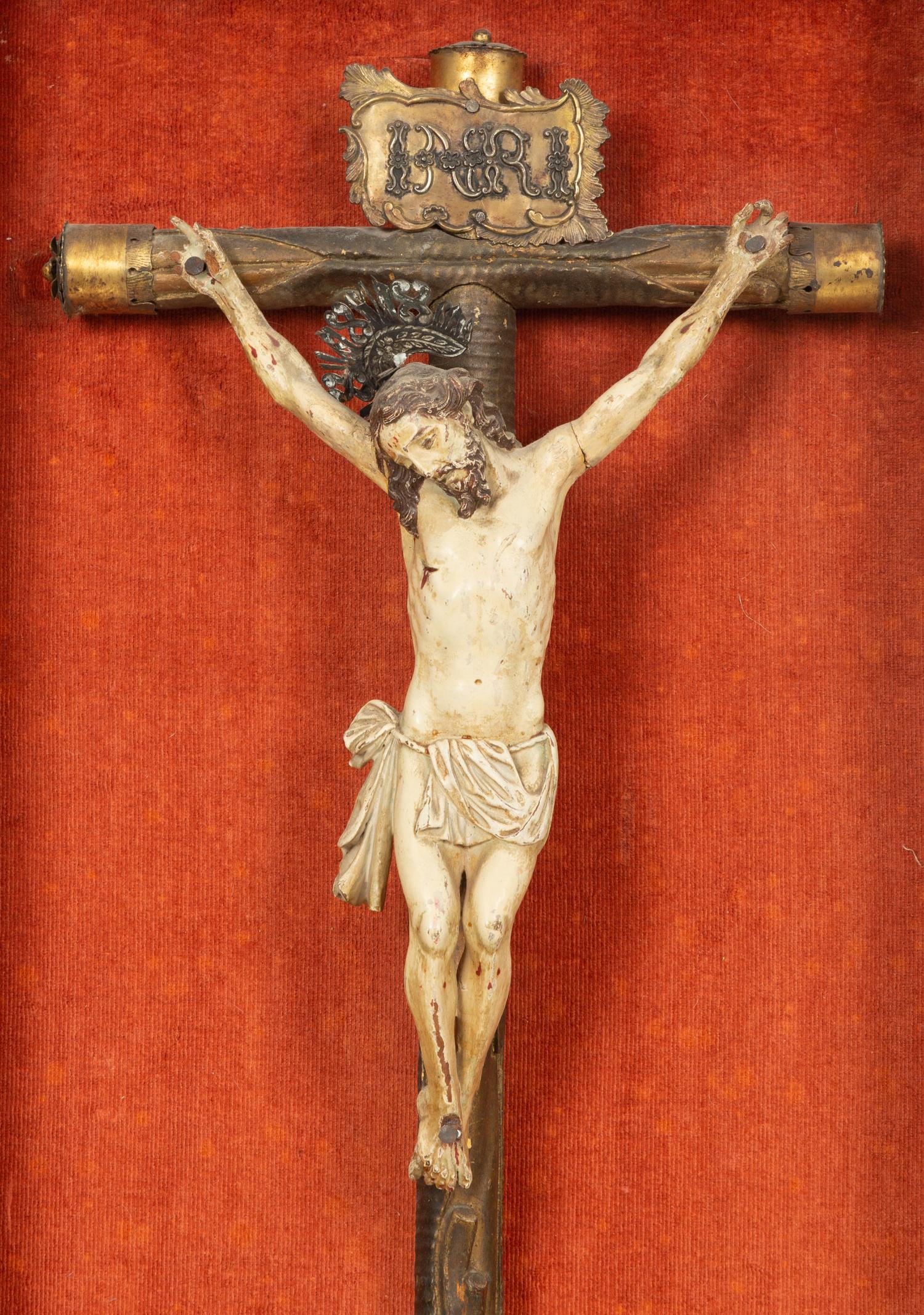 An Italian Carved and Painted Crucifix