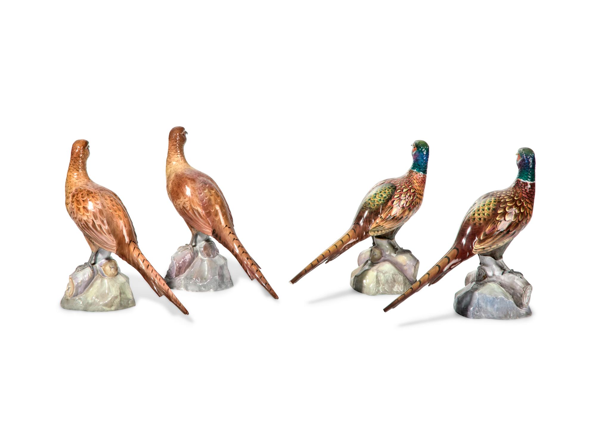 A Set of Four Spode Porcelain Models of Pheasants