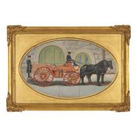 American School, 19th Century Circa 1890 — Fireman and Horses, William H. Horstmann Co. Philadelphia,