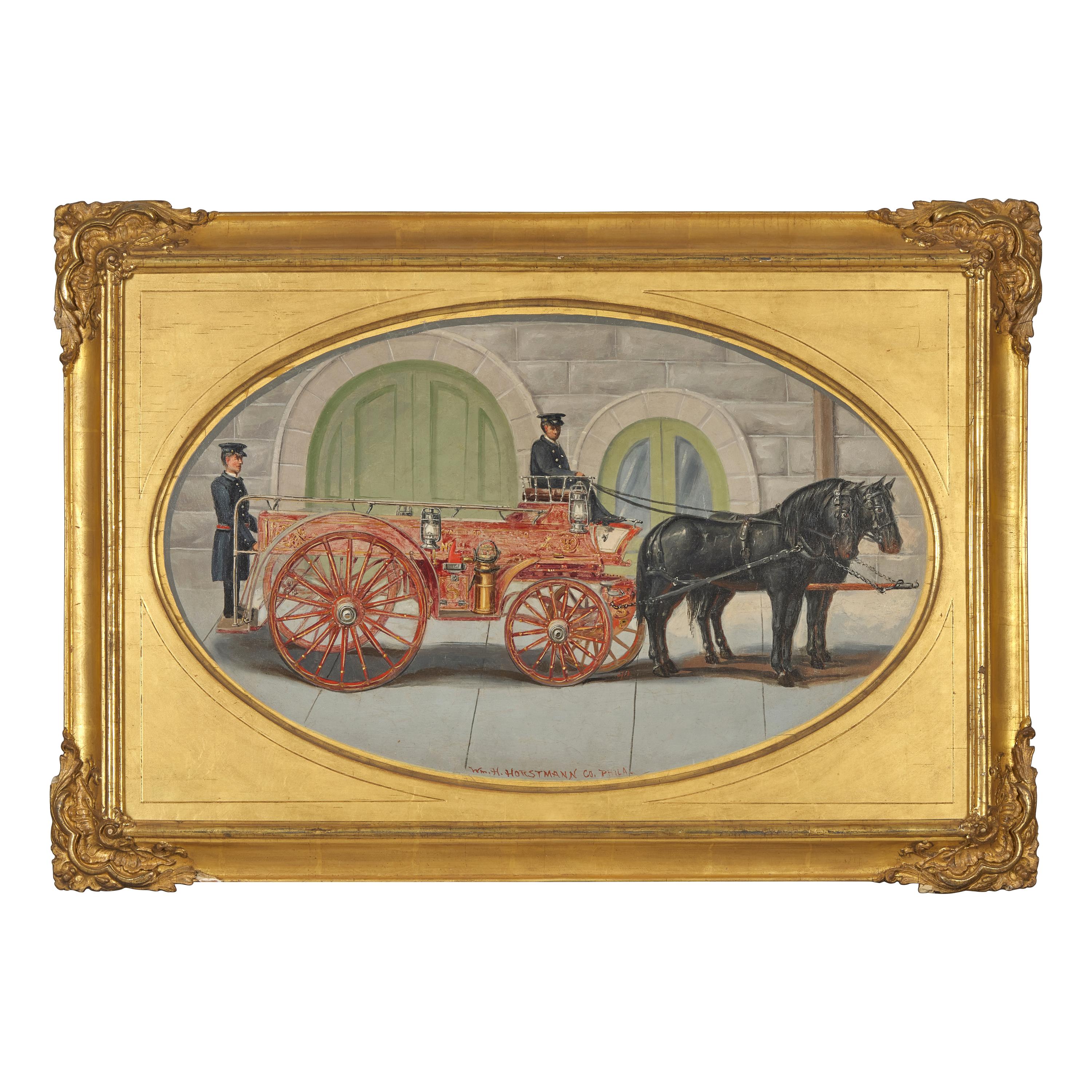 American School, 19th Century Circa 1890 — Fireman and Horses, William H. Horstmann Co. Philadelphia,