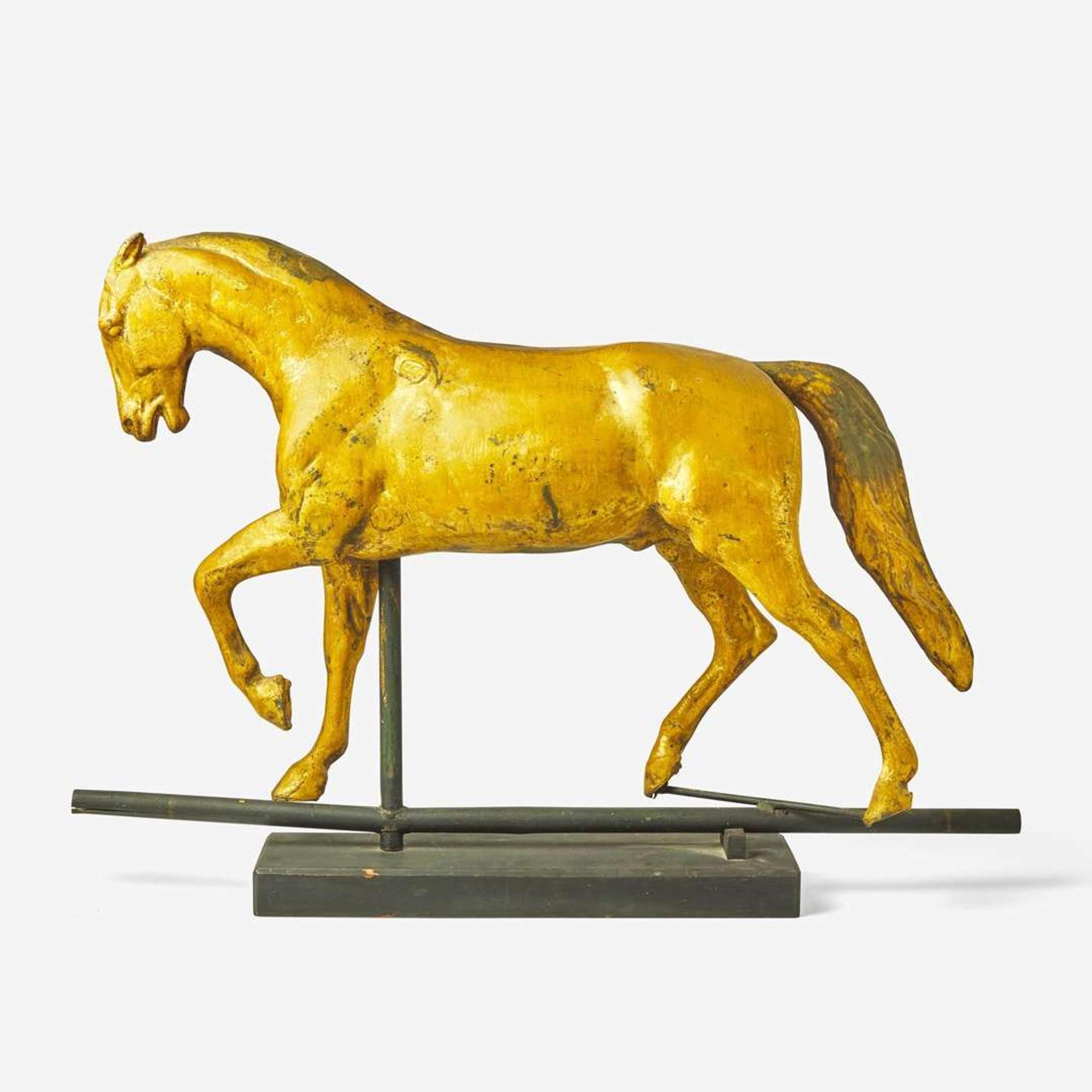 A gilded copper weathervane of a pony