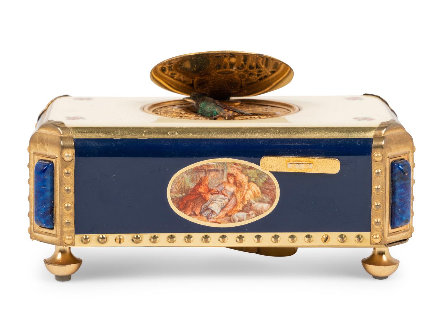 A Swiss Enamel Singing Bird Automaton Box
