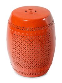 A Chinese Export Red Glazed Ceramic Garden Seat