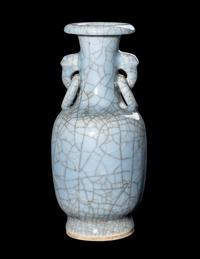 A Chinese Ge- Type Porcelain Handled Vase