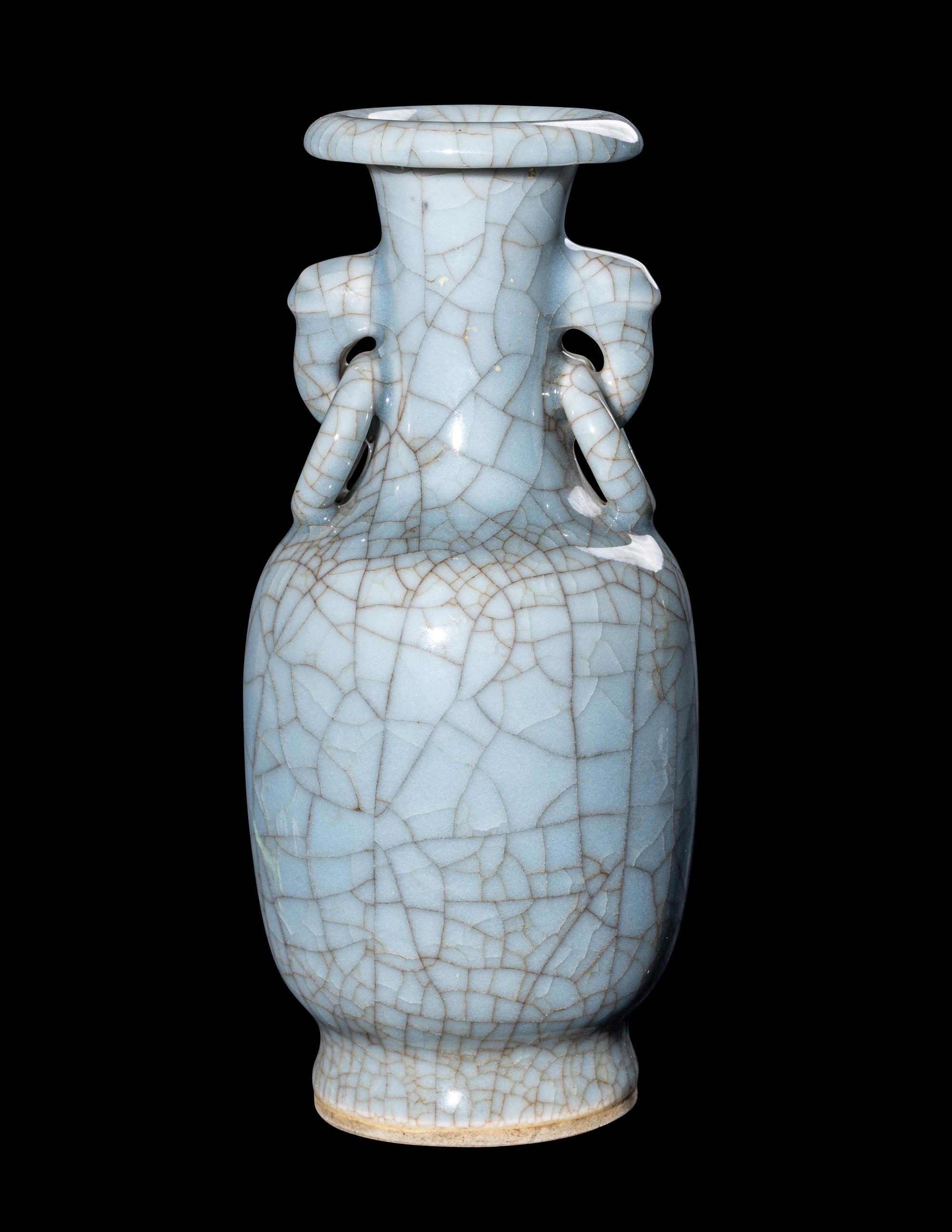 A Chinese Ge- Type Porcelain Handled Vase