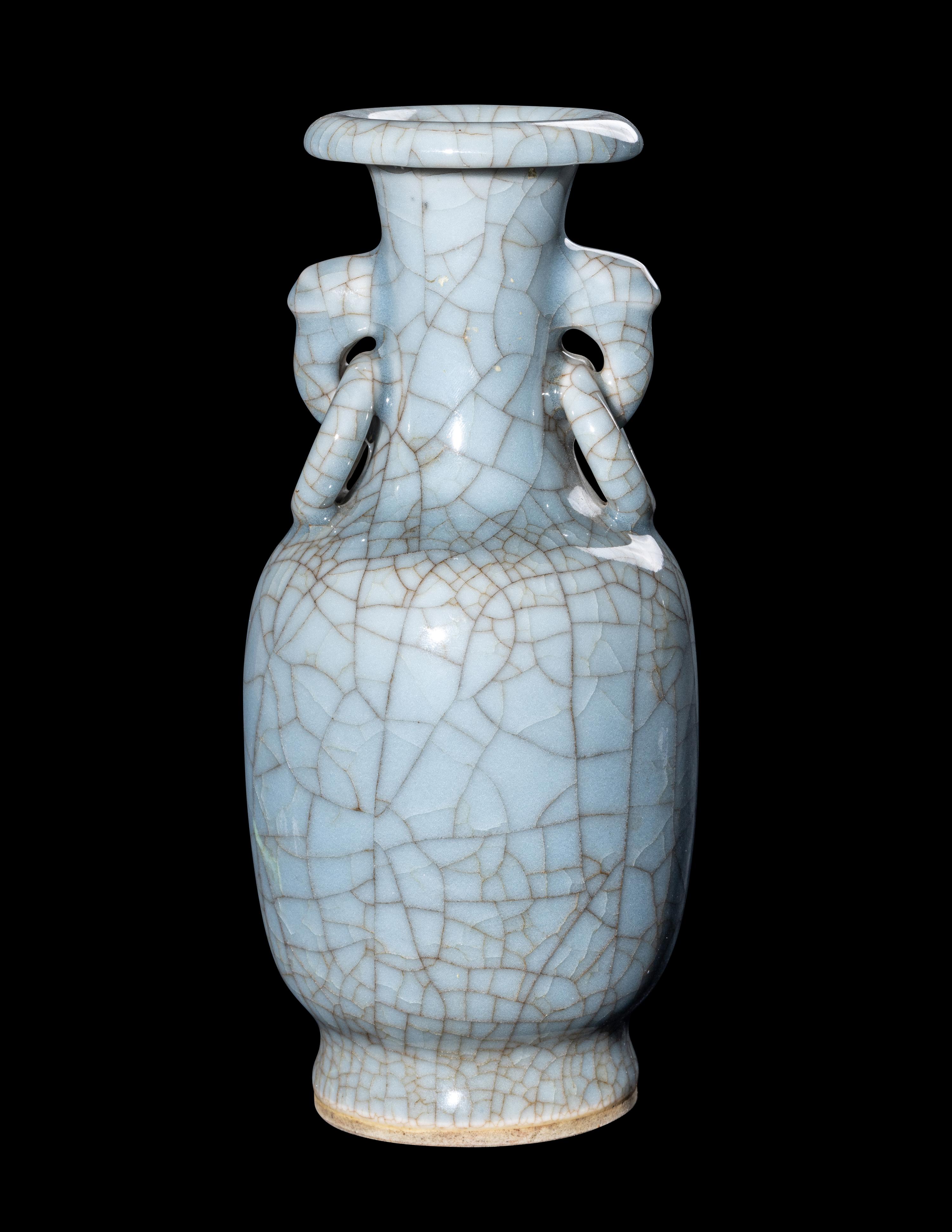A Chinese Ge- Type Porcelain Handled Vase